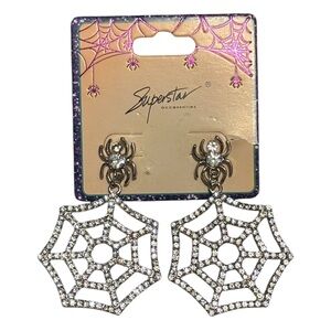 Spider web statement earrings